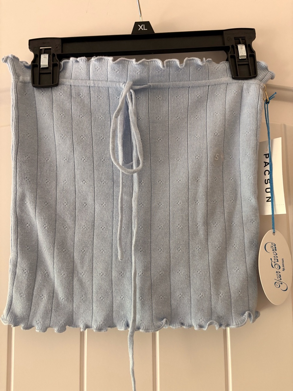PacSun Pastel Blue Ribbed top with Drawstring